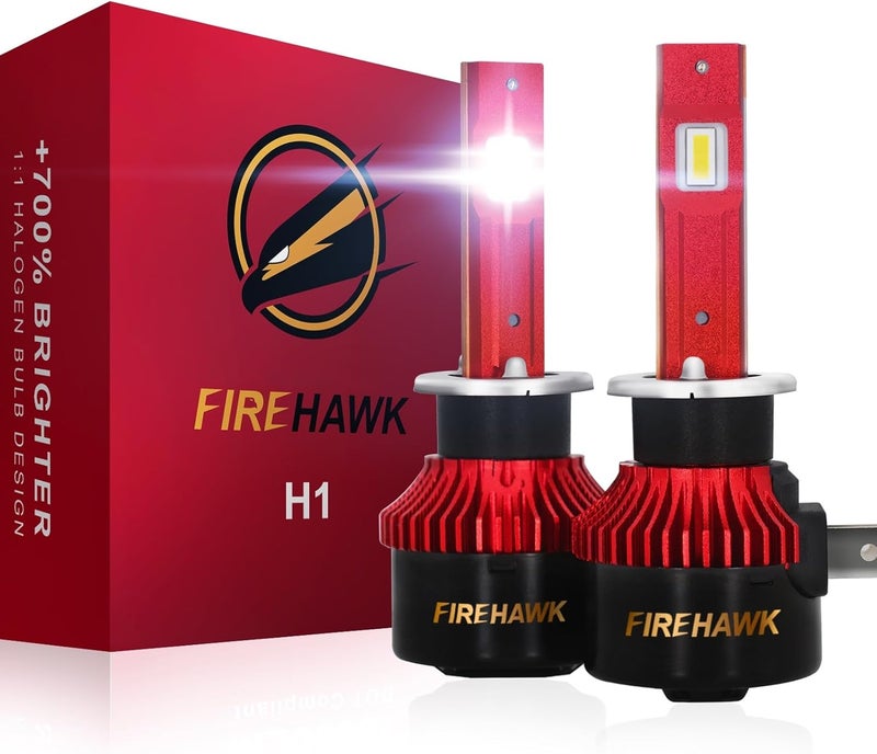 Firehawk 2026 New H1 LED Bulbs 50000LM 700% Brighter 6000K Cool White Japanese Chips IP68 Waterproof Fog Light, Pack of 2 - Image 1